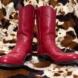 Justin roper red leather cowboy boots 7-1/2B